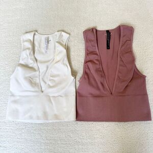 Urban Outfitters Out From Under Ribbed Elastane Demi Cut Crop Tank Tops - Lot of